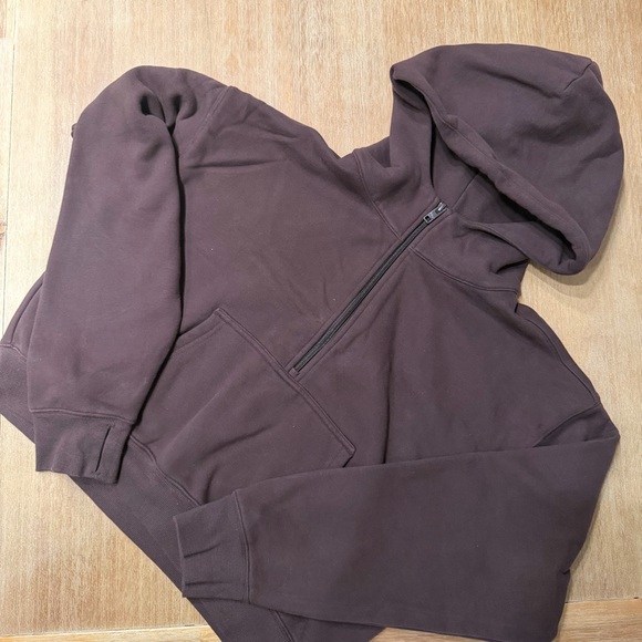 Aritzia TNA Brown Cozy Sweatfleece Boyfriend Boxy Zip Hoodie M - Picture 4 of 8